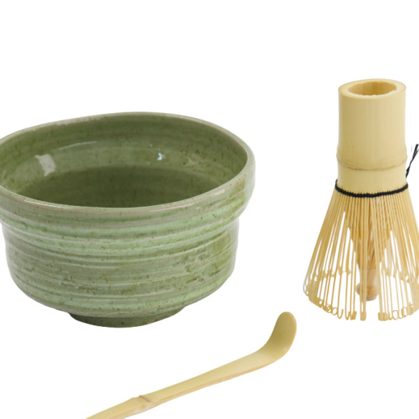 TDS, Matcha Bowl Giftset , 3-piece set, 12.5x7.2cm, Yomogi Green, Item No. 34060