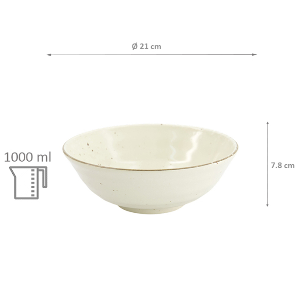 TDS, Ramen Bowl, Shirogesho, Ø 21 x 7.8 cm 1000ml, - Item No. 34063