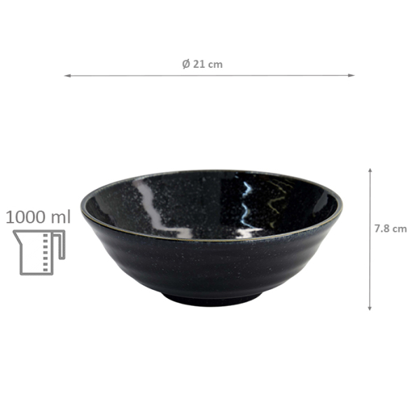 TDS, Ramen Schale, Kuromoku Black, Ø 21x7,8cm, 1000ml- Art Nr. 34070