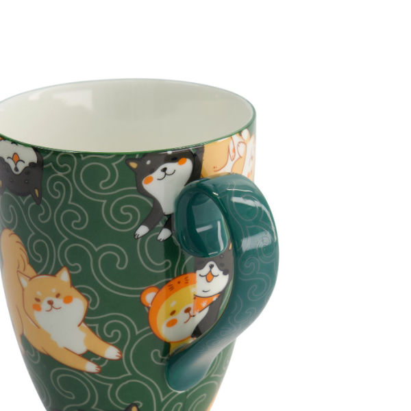 TDS, Kawaii Tasse in Geschenkbox, Shiba, Grün, 340ml, Ø 8,5x10,2cm , Item No. 34119
