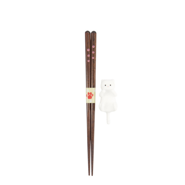 TDS, Chopsticks including Rest, Giftset, Cat, White - Item No. 34177