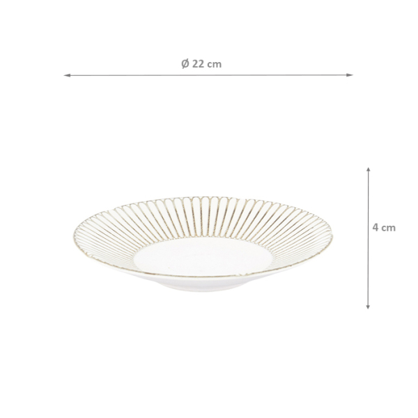 TDS, Deep Plate, Kosai White, Ø 22 x 4 cm, Item No. 34228