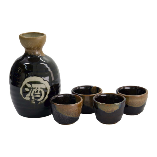 TDS, Sake Set 1:4, Tenmoku Kessho, 5 Stk, 8.5x14cm + 5.4x3.4cm (360ml +40ml), Art.-nr. 34305