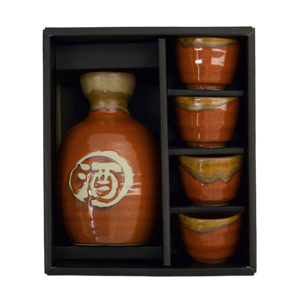 TDS, Sake Set 1:4, Tessa Red , 5 Stk, 8,5x14cm + 5,4x3,4cm (360ml +40ml), Art.-nr. 34306