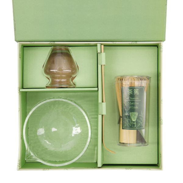 TDS, Matcha Bowl Giftset , Glass, 4-piece set, 12.5 x 7.5 cm, Item No. 37203