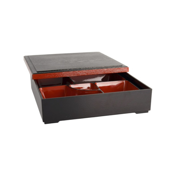 Bentobox Rot/Schwarz, ABS-Lack, 25,5 × 25,5 cm, Art.-Nr. 4193