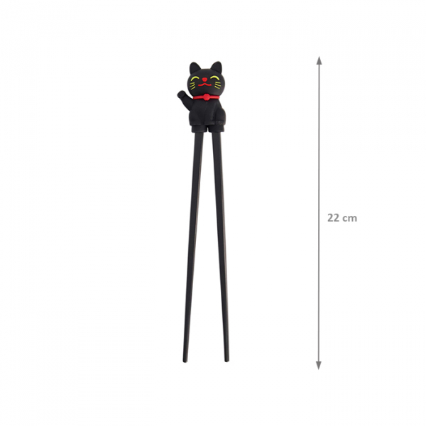 TDS, Kids-Chopsticks , Kitchenware, 22 cm, Lucky Cat, Black- Item No. 4662