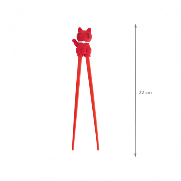 TDS, Kids-Chopsticks , Kitchenware, 22 cm, Lucky Cat, Red - Item No. 4663