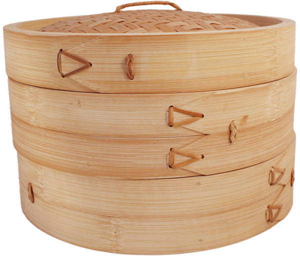 Steam basket 3-layer Bamboo Ø 25 cm EDO Japan at g-HoReCa 