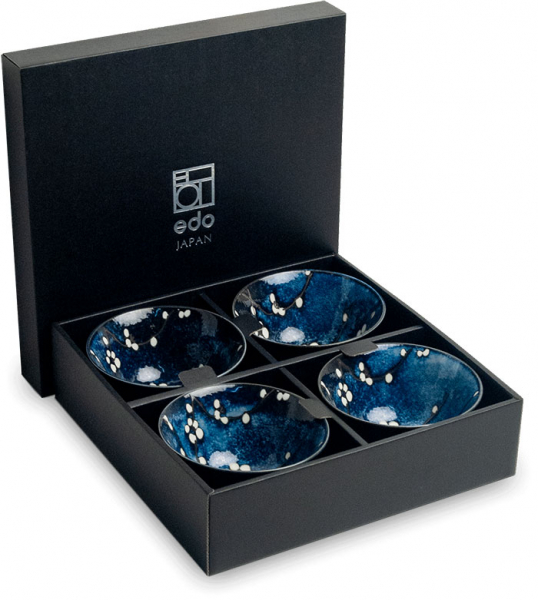 4 Schalenset Hana Blue Edo Japan bei g-HoReCa 