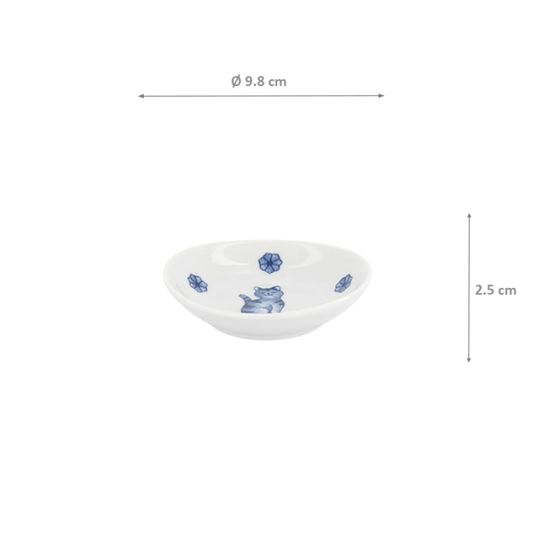 TDS, Runder-Saucenschale, Kawaii Hananeko Cat, Blau, Ø 9,8x2,5cm- Art Nr. 61691