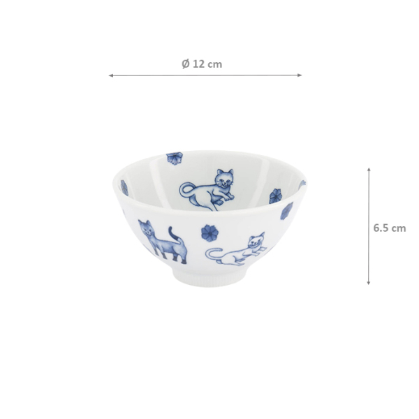 TDS, Reis schale, Kawaii Hananeko Cat, Blau, Ø 12x6,5cm- Art Nr. 61692