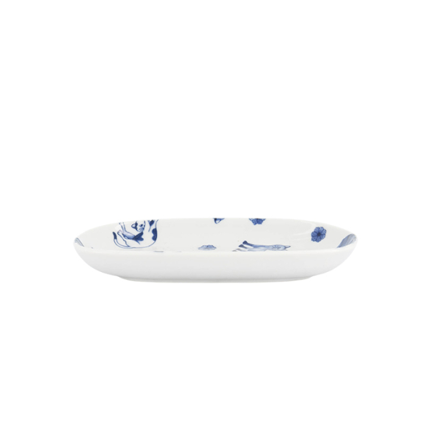 TDS, Ovale Teller, Kawaii Hananeko Cat, Blau, 18,7x12,8x2,5cm - Art Nr. 61694