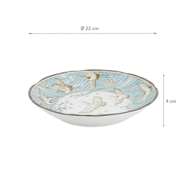 TDS, Plate, Crane Light Blue, Ø 22x4cm, Item No. 617348