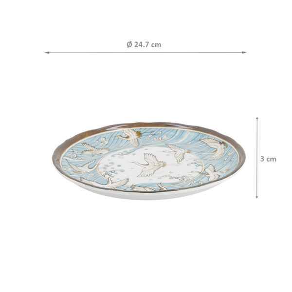 TDS, Plate, Crane Light Blue, Ø 24.7x3cm, Item No. 617362