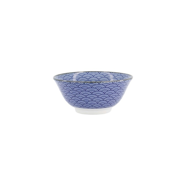 Tayo Bowl Kawaii Lucky Cat Neko Seikaiha-Neko Blue, Porcelain, Ø 15 × 7 cm, 550 ml, Item No. 617607