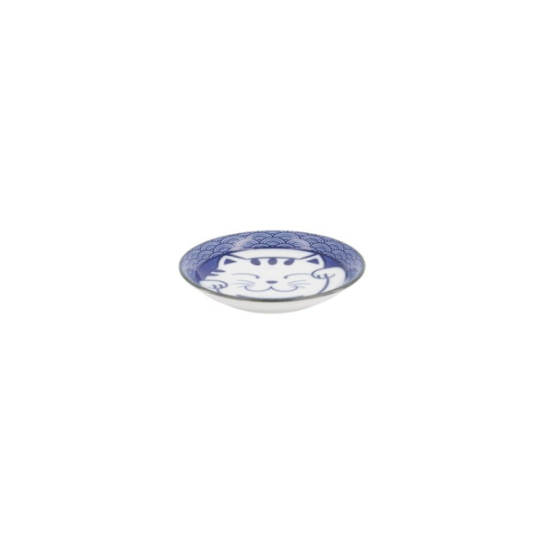 Saucenschale Kawaii Lucky Cat Neko Seikaiha-Neko Blue, Porzellan, Ø 12 × 2 cm, Art.-Nr. 617652