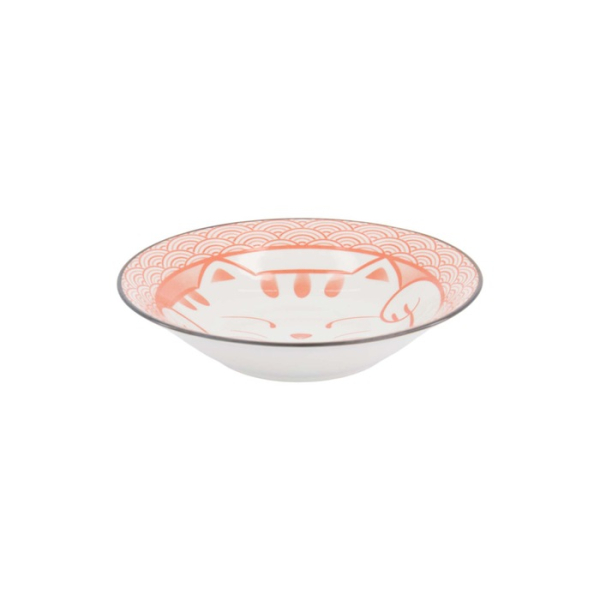Pastateller Kawaii Lucky Cat Neko Seikaiha-Neko Red, Porzellan, Ø 21,3 × 4,7 cm, Art.-Nr. 617690