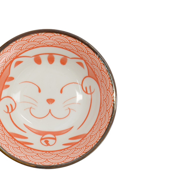 TDS, Sauce Bowl, Kawaii Lucky Cat Neko, Seikaiha-Neko Red, Ø 11.5 x 4 cm - Item No. 617706