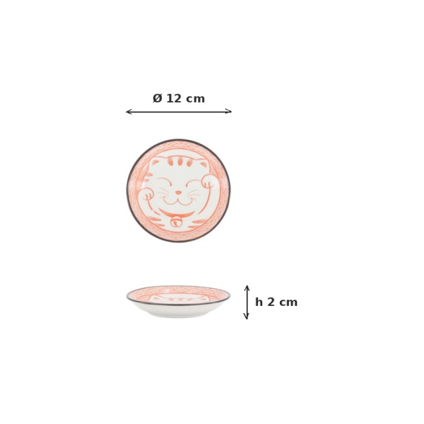 Saucenschale Kawaii Lucky Cat Neko Seikaiha-Neko Red, Porzellan, Ø 12 × 2 cm, Art.-Nr. 617713