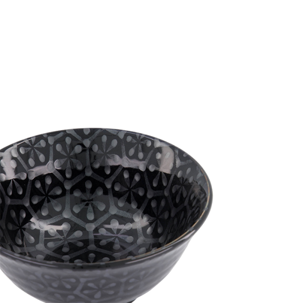 TDS, Tayo Bowl, Kuromonyo Hana Kikko, Black, Ø 15x7cm 550ml, Item No. 617942