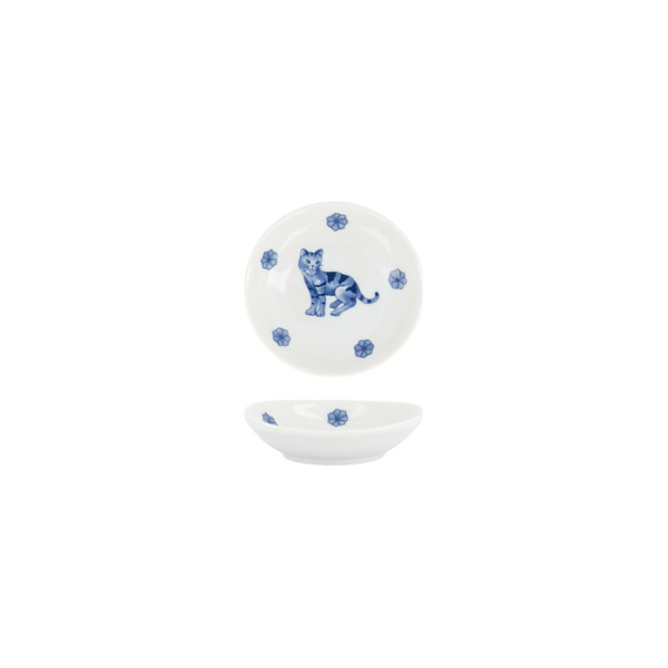 Tokyo Design Studio Saucenschale Kawaii Hananeko Cat Blau, Porzellan, Ø 9,8 × 2,5 cm