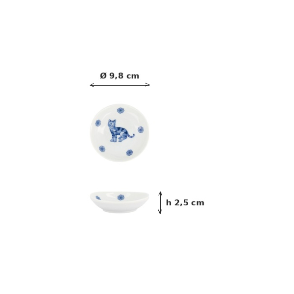 Saucenschale Kawaii Hananeko Cat Blau, Porzellan, Ø 9,8 × 2,5 cm, Art.-Nr. 618024