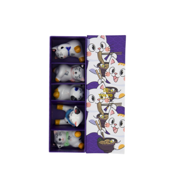 Essstäbchenablagen-Set Kawaii Ramen Cat Bunt, 5-tlg., Porzellan, Art.-Nr. 618055