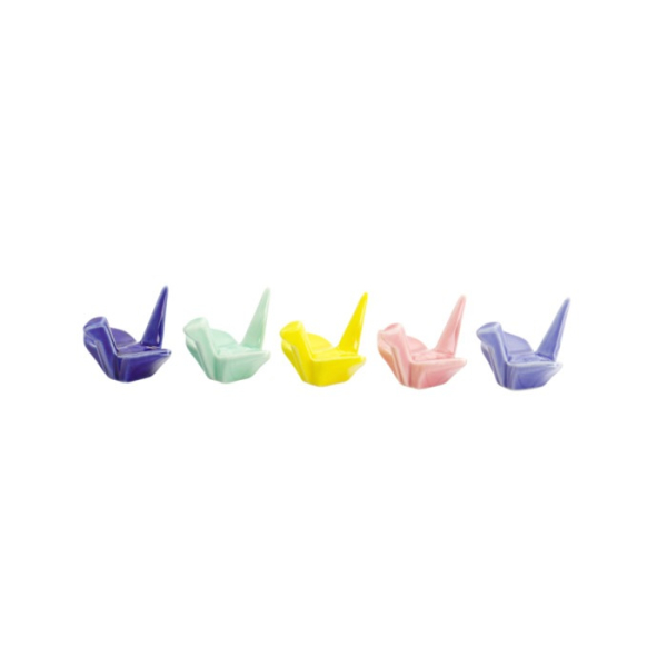 Essstäbchenablagen-Set Kawaii Origami Crane Bunt, 5-tlg., Porzellan, Art.-Nr. 618086