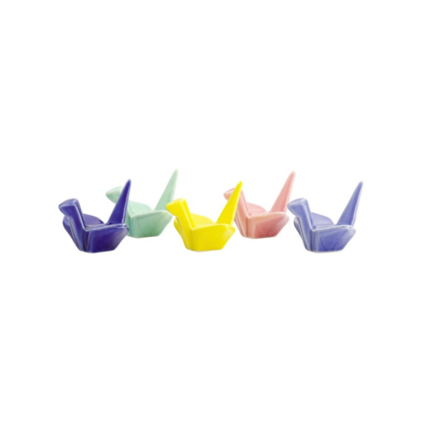 Essstäbchenablagen-Set Kawaii Origami Crane Bunt, 5-tlg., Porzellan, Art.-Nr. 618086