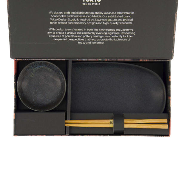 TDS, Sushi Set, Onyx Noir, Geschenkset, 2-tlg. mit Essstäbchen, Art.-Nr. 619465