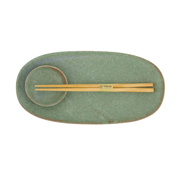TDS, Sushi Set, Vert Sauge, 2-tlg. mit Essstäbchen, Art.-Nr. 619472