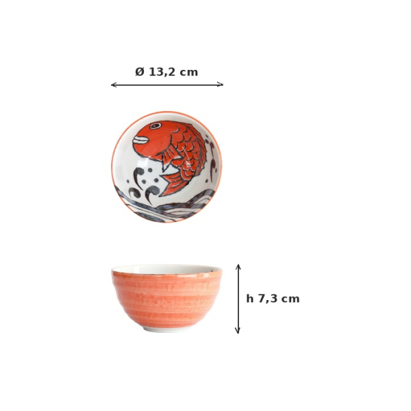 Bowl Seafood Snapper Red, Porcelain, Ø 13.2 × 7.3 cm, 500 ml, Item No. 7561
