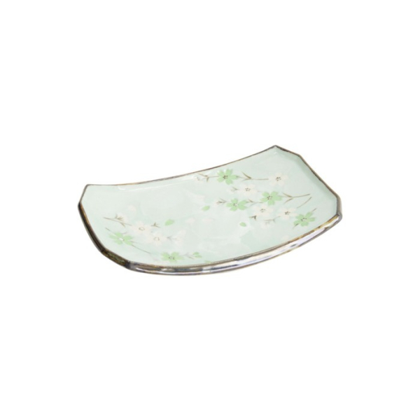 Sushi Plate Green Cosmos, Stoneware, 22 × 15 × 2.5 cm, Item No. 7805