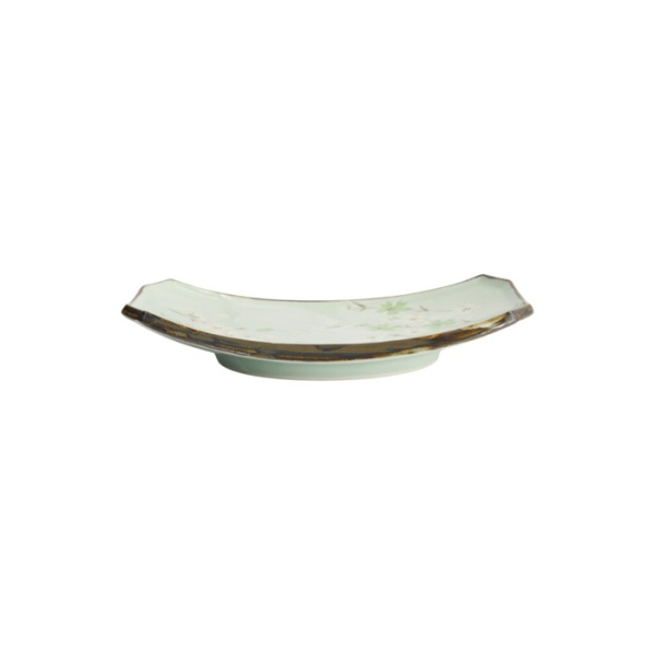 Sushi Plate Green Cosmos, Stoneware, 22 × 15 × 2.5 cm, Item No. 7805