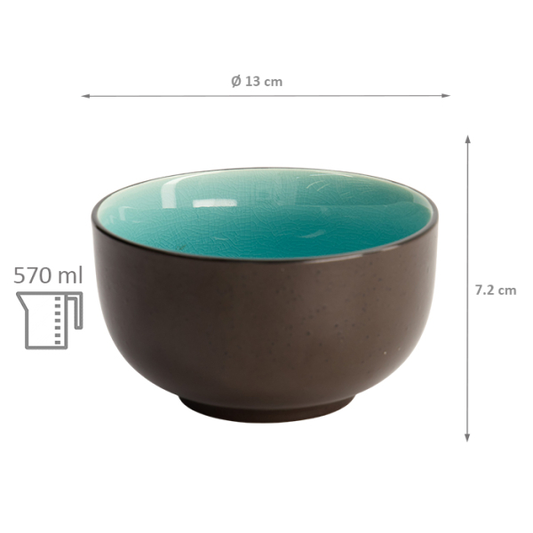 TDS, Glass Bowl, Turquoise, Ø 13x7.5cm, 360ml, Item No. 8170
