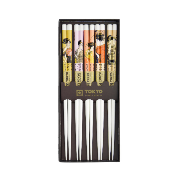 TDS, Chopstick Set, Geisha, 5 pair, 22,5 cm, Item No. 8445