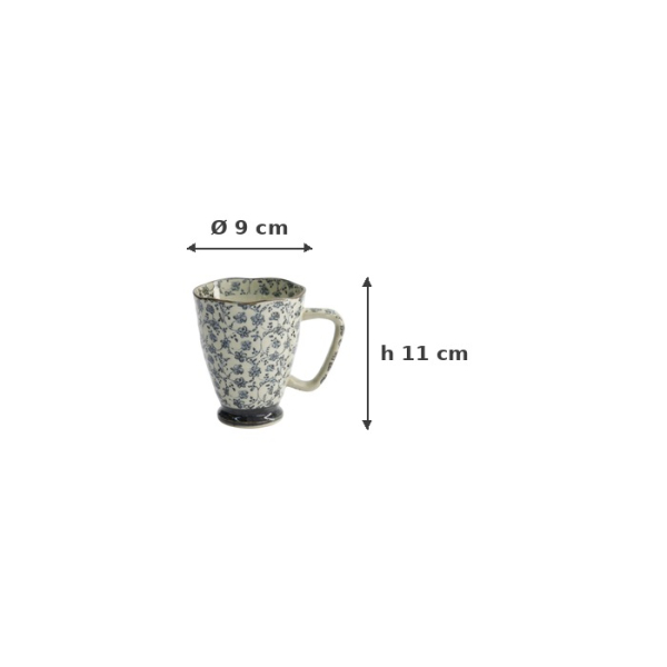 Mug Flower Blue, Stoneware, Ø 9 × 11 cm, 400 ml, Item No. 8894