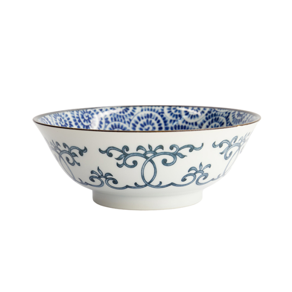 Ramen Bowl Mixed Bowls Octopus White/Blue, Porcelain, Ø 19 × 7.5 cm, 1.1 l, Item No. 14265