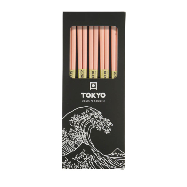 TDS, Chopstick Set, Bamboo Pink, 5 pair, Item No. 14456