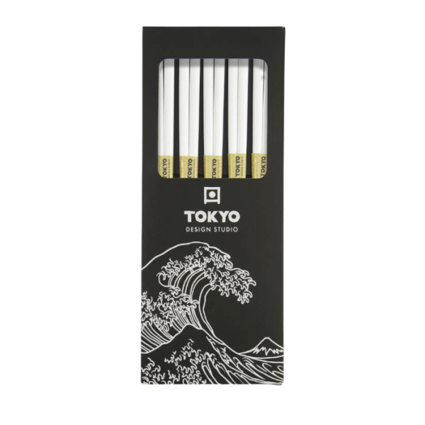 TDS, Chopstick Set, Bamboo White, 5 pair, Item No. 14458