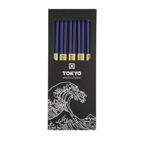 TDS, Chopstick Set, Bamboo Blue, 5 pair, Item No. 14462