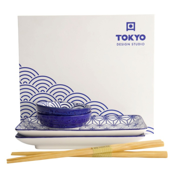 Tokyo Design Studio Sushi-Set Nippon Blue Weiß, 6-tlg., Porzellan