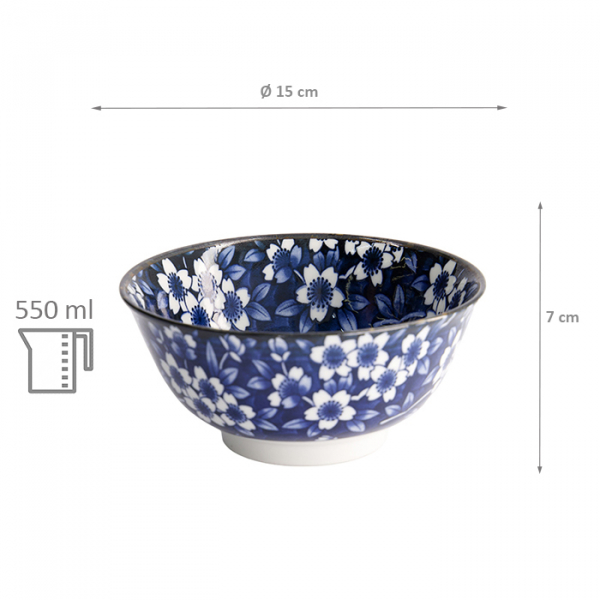 TDS, Schale, Tokyo Blue, Mixed Bowls, Sakura, Ø 15 x 7 cm, 550 ml - Art Nr. 15425
