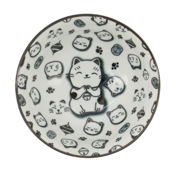TDS, Schale, Kawaii Glückskatze (Lucky Cat), Neko, Schwarz, Ø 14,8 x 7 cm 500 ml - Art Nr. 15426