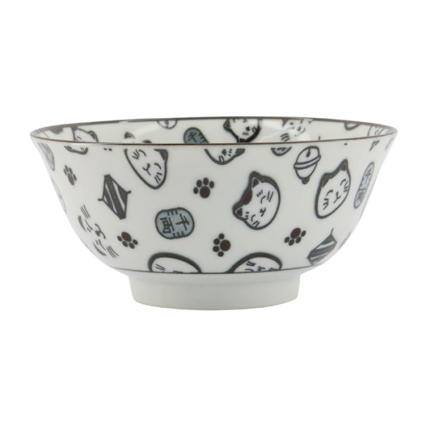 TDS, Bowl, Kawaii Lucky Cat, Neko, Black, Ø 14.8 x 7 cm 500 ml - Item No. 15426