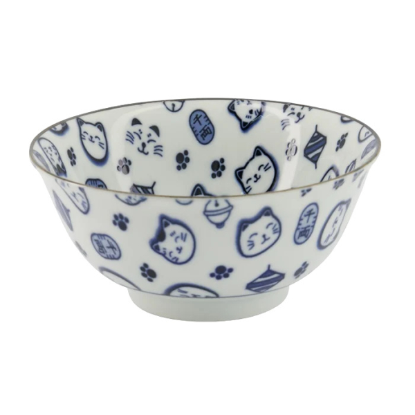 TDS, Bowl, Kawaii Lucky Cat, Neko, Blue, Ø 14.8 x 7 cm 500 ml - Item No. 15427