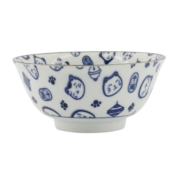 TDS, Bowl, Kawaii Lucky Cat, Neko, Blue, Ø 14.8 x 7 cm 500 ml - Item No. 15427