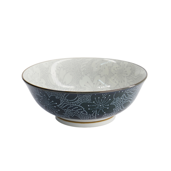 TDS, Tayo-Schale, Mixed Bowls Sakura, Grau/Schwarz, Ø 19,7 x 7 cm 1000ml - Art Nr. 15468