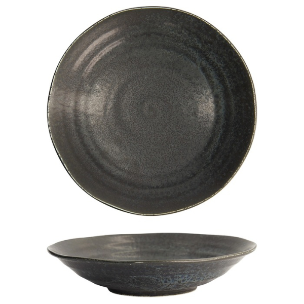 Tokyo Design Studio Teller Onyx Noir Schwarz, Steinzeug, Ø 25,3 × 4,5 cm